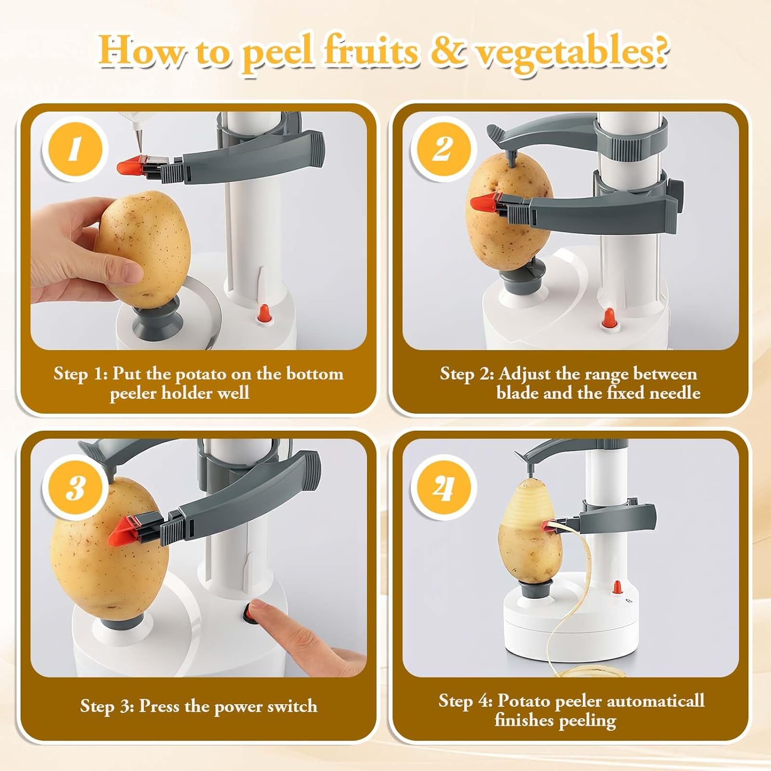 ELEOPTION Electric Potato Peeler Automatic Fruit and Vegetable Peeling Machine